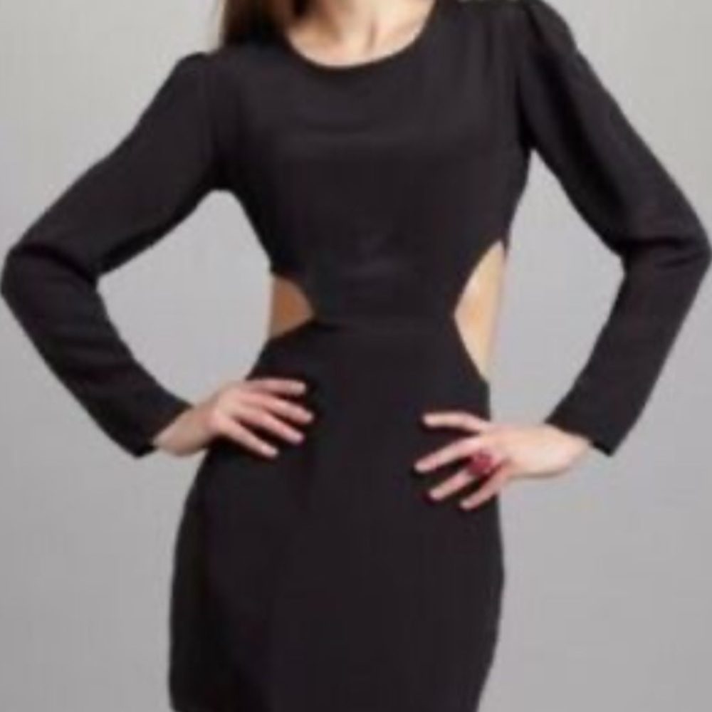 Naven black cutout long sleeve dress
